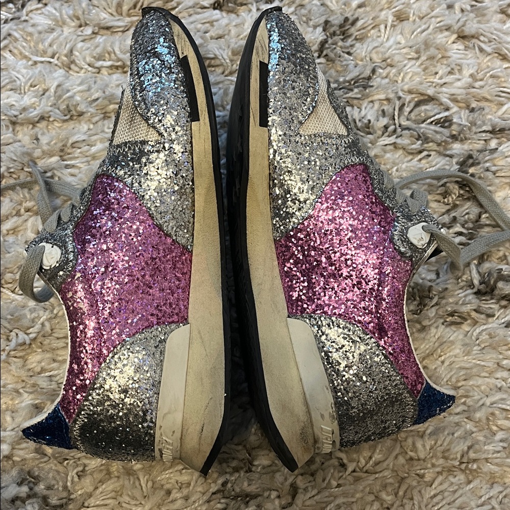 Golden Goose glitter sneaker. Silver. Size 36. Pre-owned. - Picture 5 of 9